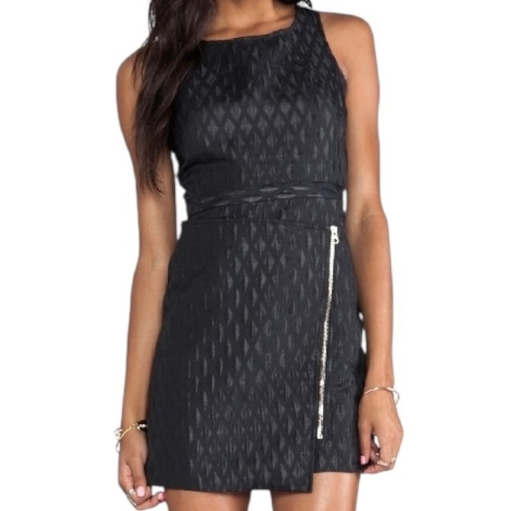 Revolve Women's Stylestalker The Rainmaker Faux Wrap Skirt Mini Dress Black Sz 4